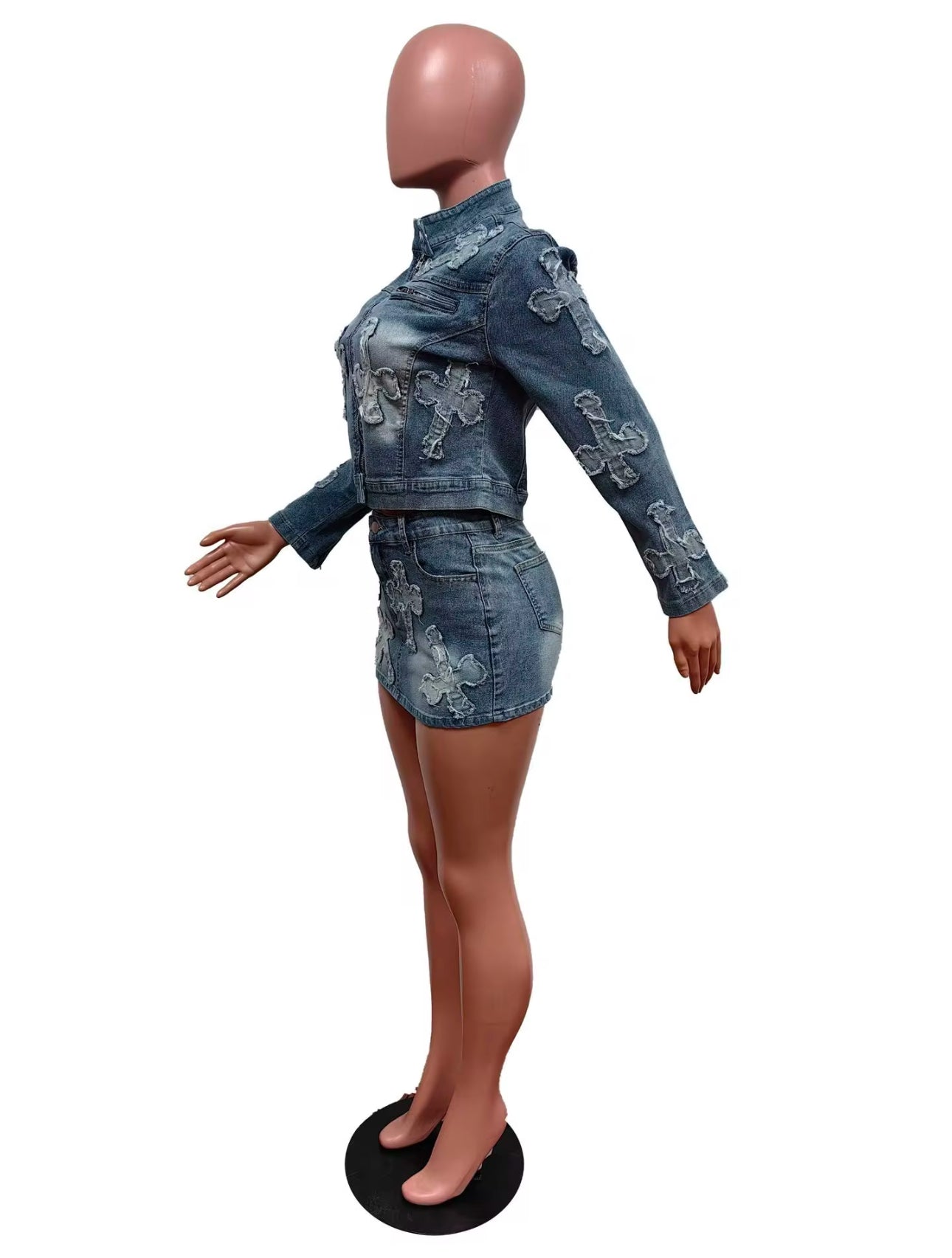 Jean Cross Skirt set