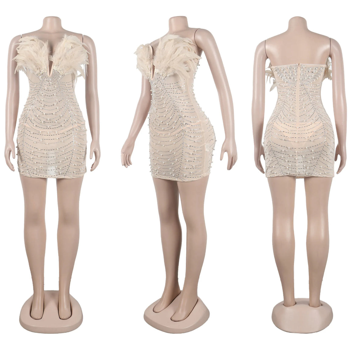 Feather Rhinestone Dress