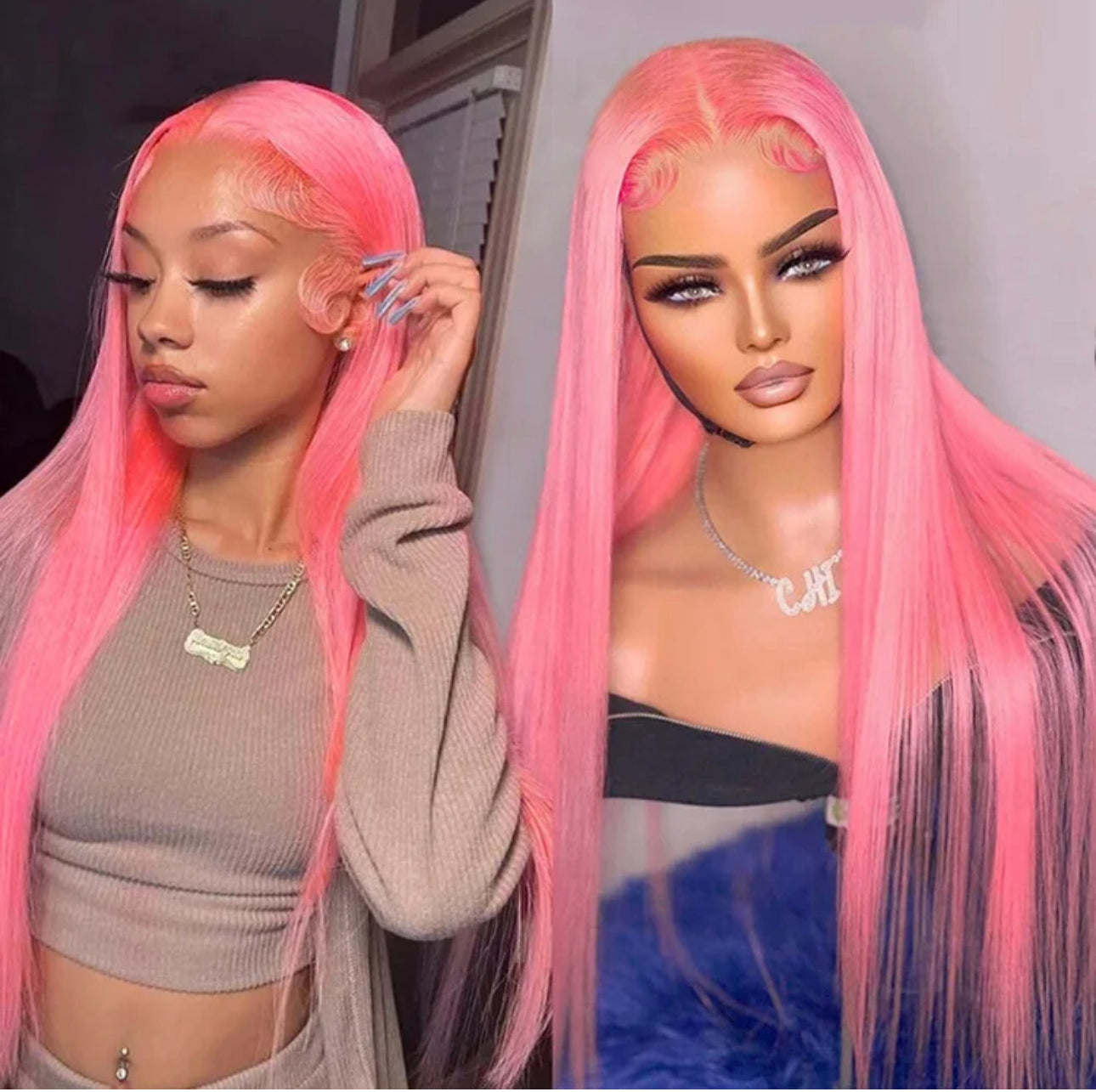 Pink Frontal Wig 26”
